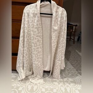 Barefoot Dreams Cream Leopard Cape Cardigan